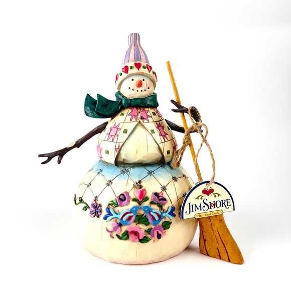 Jim Shore-"Winter's Warmth" Snowman/Broom figurine #112249 - Picture 1 of 8